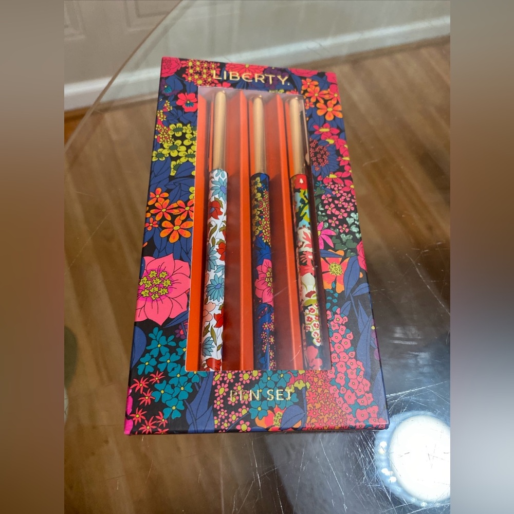 Brand New Set Of 3 Multicolor Pen Liberty Moon Flower Pen Set by Galison Book